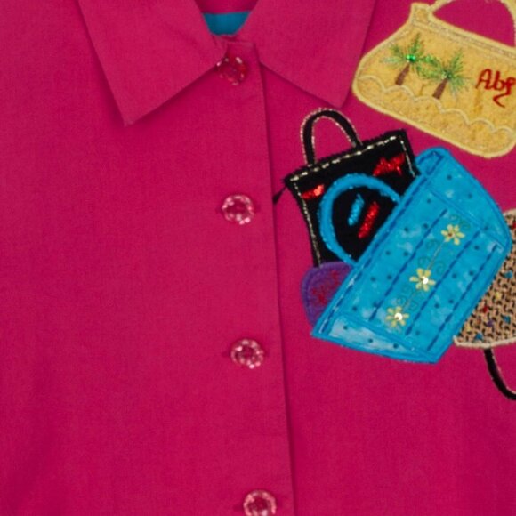 Vintage Anage Womens Purse Patchwork Button Front Jacket Size L Cotton Artsy - Picture 4 of 9